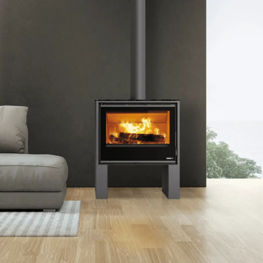 Carbel Ares 16kW architectural Spanish fireplace with panoramic frameless glass