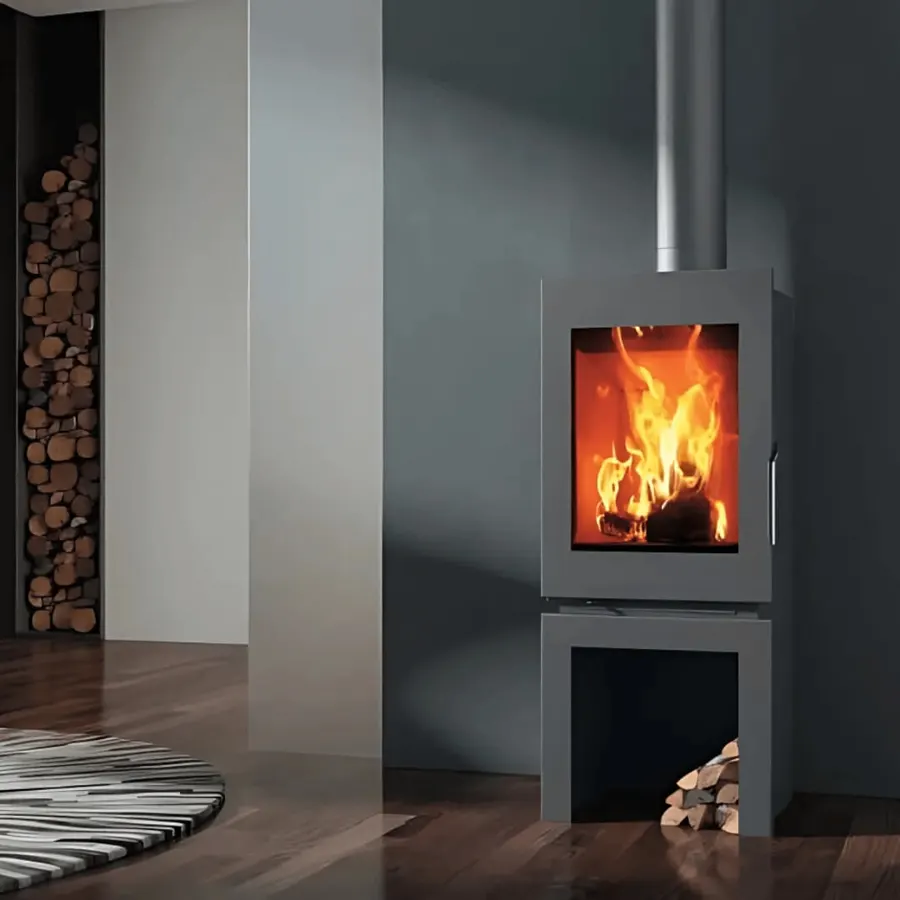 Carbel Maia Cube 10kW minimalist Spanish cube-shaped wood fireplace