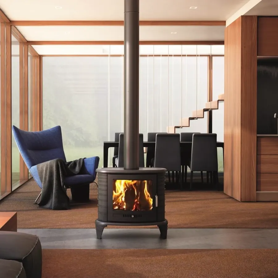 Kratki K8 8kW European quality wood fireplace with large viewing window