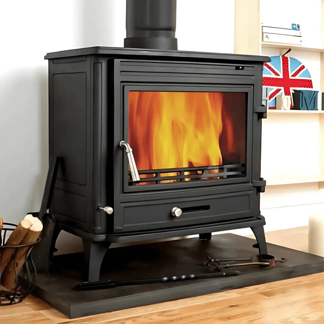 Northern Flame Yandi 10kW cast iron fireplace with large panoramic viewing window